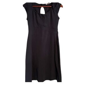 Athleta Charcoal Grey Cap Sleeve Key Neck Neck Cotton Midi Dress